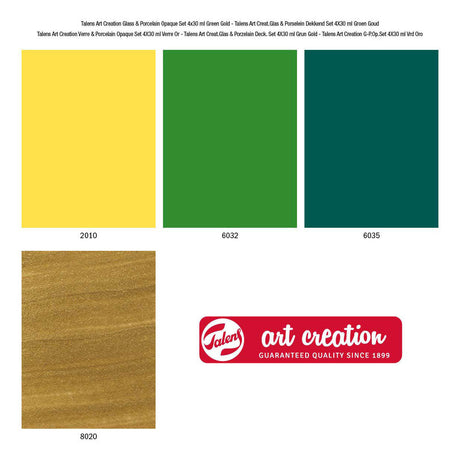 Talens art creation talens art creat.glass porcelain opaque set 4 x 30 ml green gold