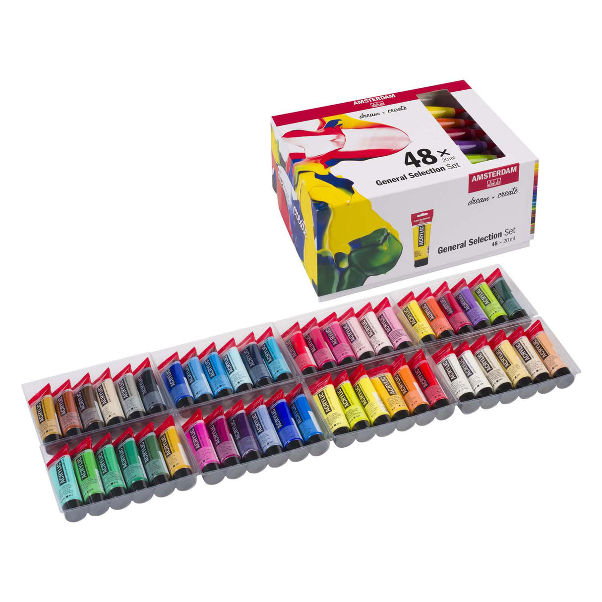 Bruynzeel amsterdam standard series acrylic paint general selection set 20ml, 48pcs.