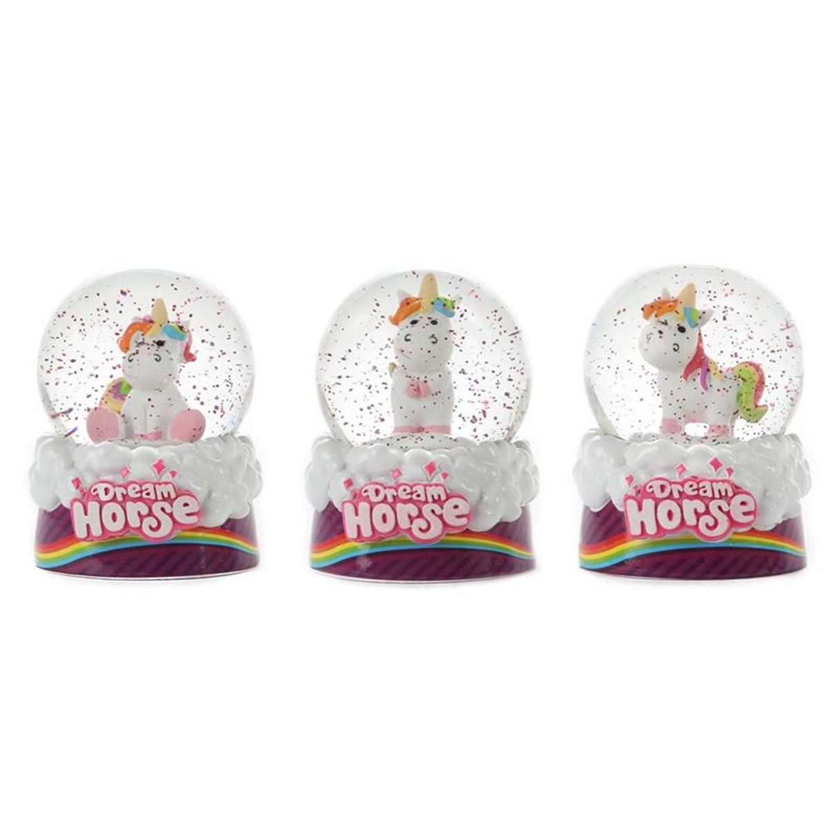 Bréagán bréagán bréagáin aisling capall sneachta cruinne unicorn ø6.5xh9cm