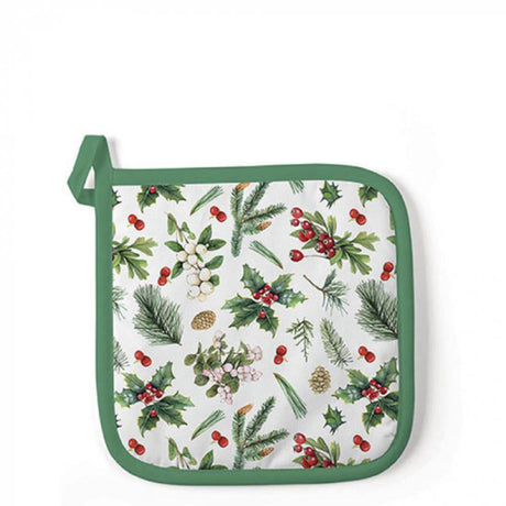 Ambiente pot holder winter greenery white