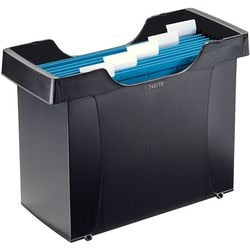 Leitz suspended filing case, black plastic, including 5 suspended files