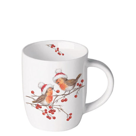 Ambiente krus 0,2l christmas robins hvit