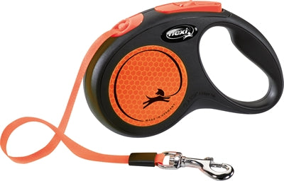 Linha retrátil Flexi nova fita neon clássica preta laranja