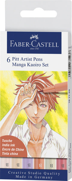 Faber-castell brushpen - drawing pen - pitt artist pen - 6-piece - manga kaoiro - fc-167168