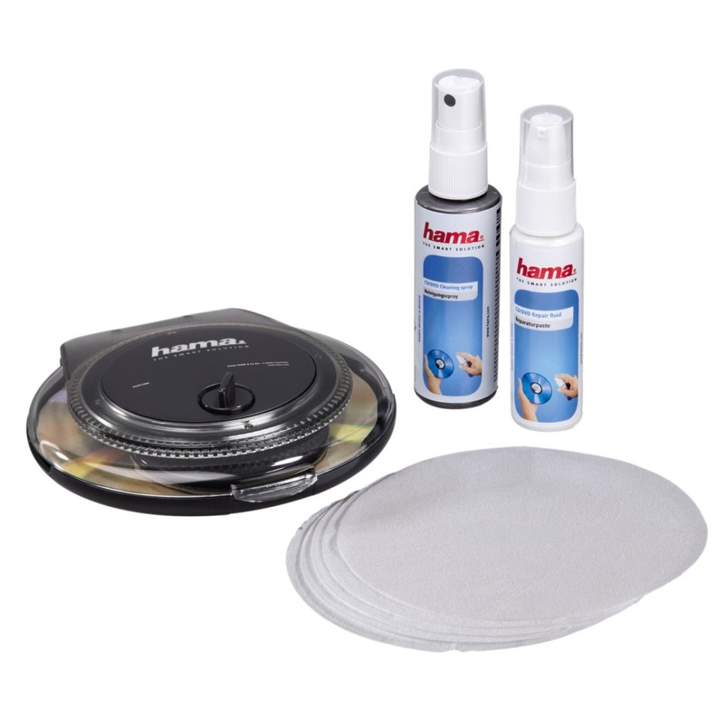 Conjunto de limpeza e reparo de CD DVD Hama