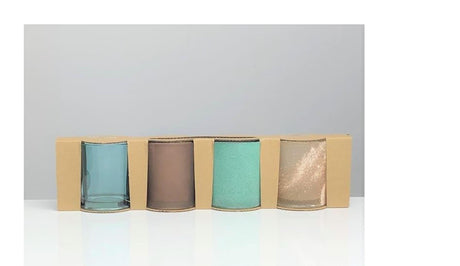 Hakbijl Glas-Teelichthalter-Set 4-teilig ã˜8xh9cm blaugrau