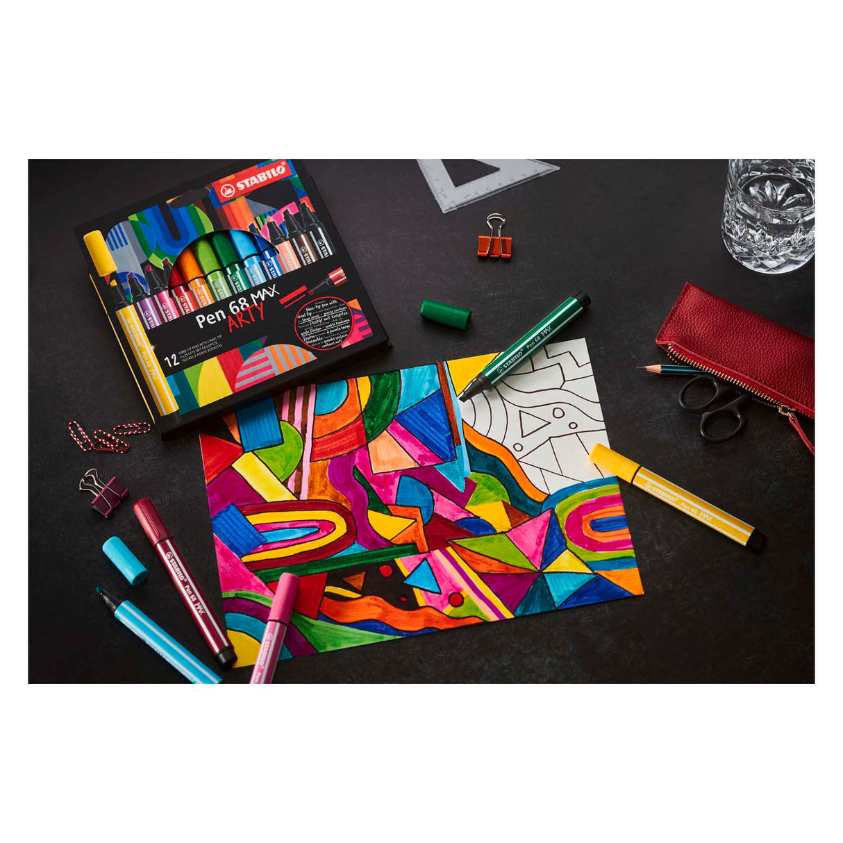 Stabilo pen 68 max - felt-tip pen with a thick chisel tip - apricot
