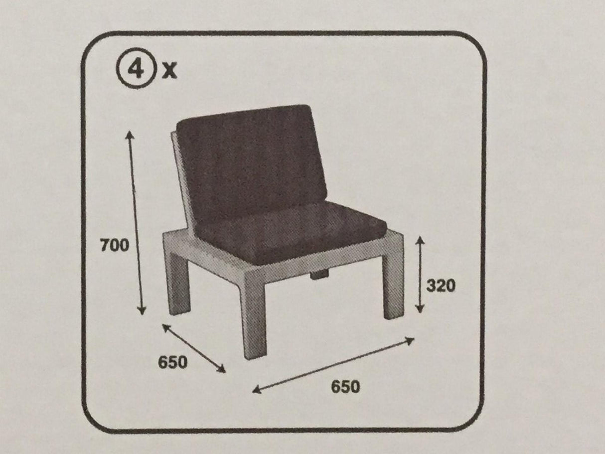 Salon de jardin Pro garden molok 5 pièces gris avec coussins gris, pour 4 personnes.