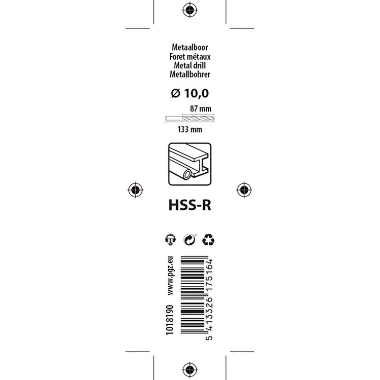 Mack 1018190 - Universal Drill Bit HSS R Ø 10.0 x 133 mm | 5 pieces