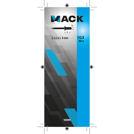 Mack 1020294 - 40 blind rivets alu 3.2x8mm | 10 pieces