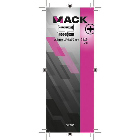 Mack 1017897 – hmoždinka + skrutka, polyetylén, 10 ks 8 mm 5,0 x 50 mm | 5 kusov