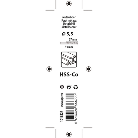 Mack 1018427 - metaalboor hss co5% din 338 ø 5,5 x 93 mm | 5 stuks
