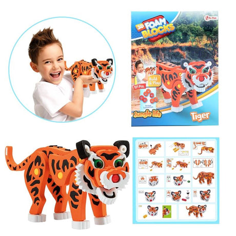 Toi-toys Puzzle 3D tygrys junior 31,5 cm pianka pomarańczowa 121 elementów