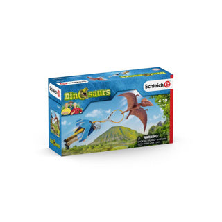 Schleich dinosaurs - jetpack chase - figure set - children's toys for boys and girls - 5 to 12 years - 7 parts