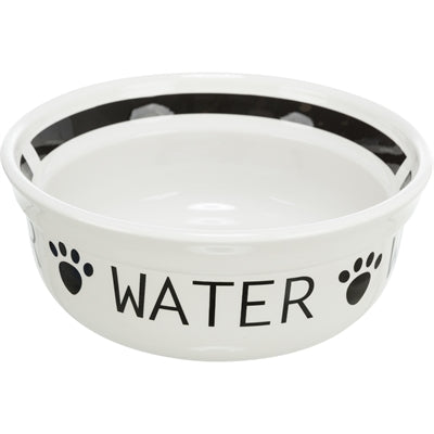 Trixie Hond Waasserbowel Keramik wäiss schwaarz