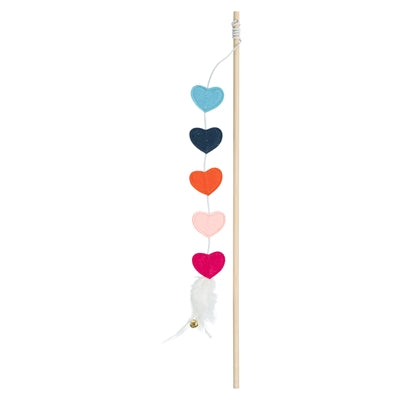 Trixie cat wand with hearts, catnip, felt, wood