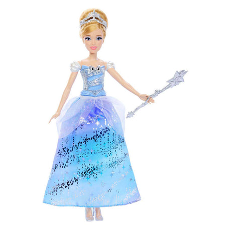 Mattel Disney Princess Cinderella – urzekająca lalka w sukni balowej z pokazem świetlnym i dźwiękiem