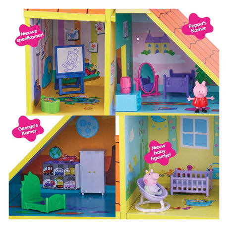 Casa de bonecas de madeira Spectron Peppa Pig com 9 quartos