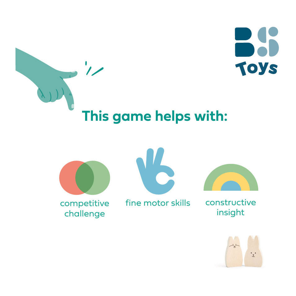 Bs brinquedos jogo de equilíbrio de madeira coelhos