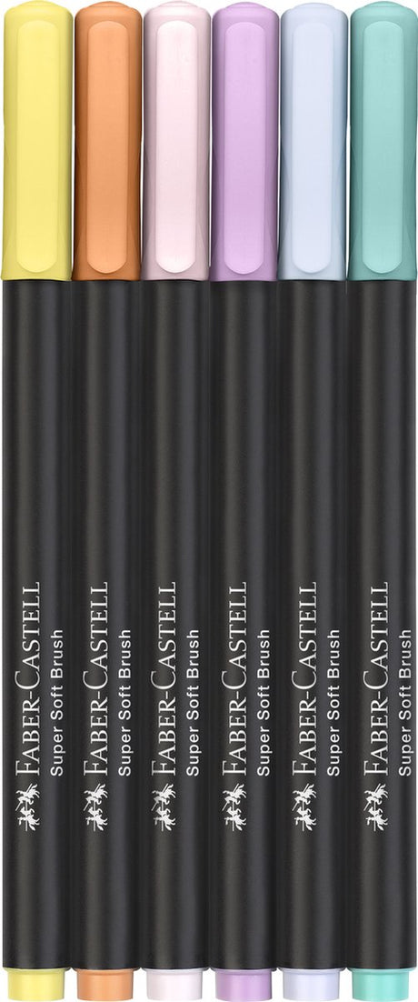 Faber-castell brush pens - black edition - 6 pieces in cardboard case - pastel colors - fc-116453
