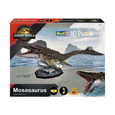 Trealamh tógála bhfreagra 3D Revell Jurassic World - Mosasaurus - 83 píosa.
