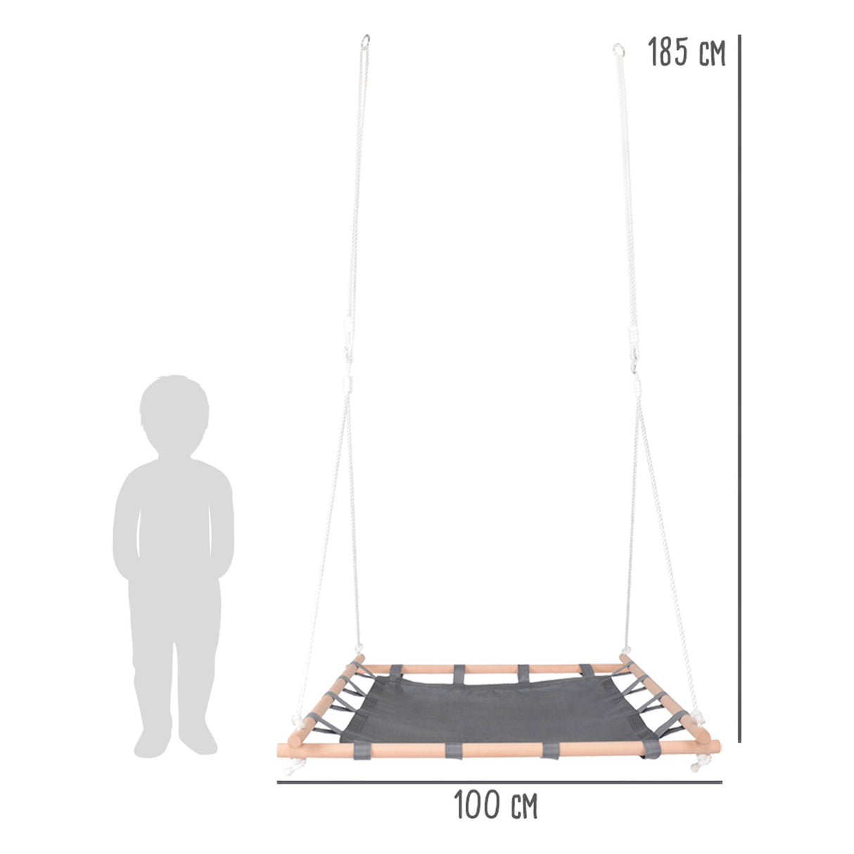 Small foot - nest swing with wooden frame, 100x100cm