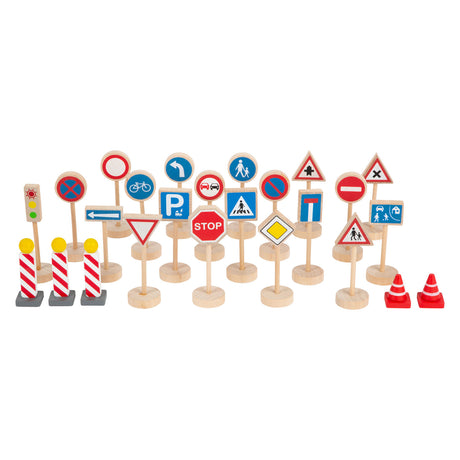 Small foot - wooden mini traffic sign set, 25 pcs.