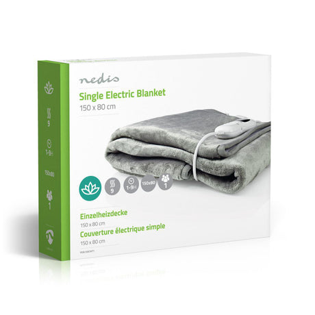 Nedis pebl130cwt1 electric blanket underblanket 150 x 80 cm 9 heat settings indicator light overheat protection