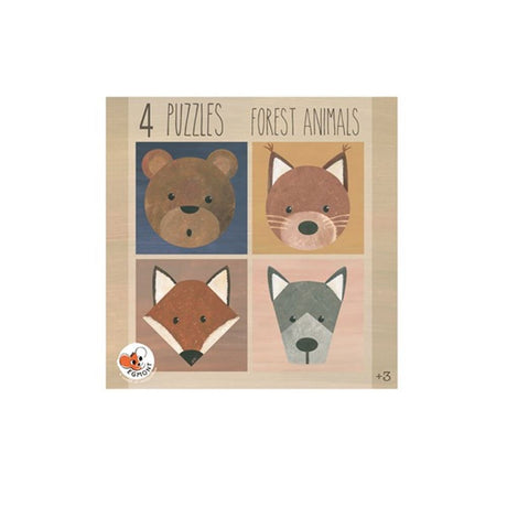 4 Puzzel Bësch Déieren 3+ 23x23x4 cm