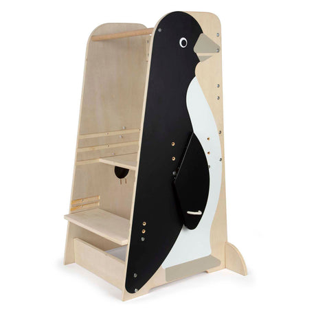 Klenge Fouss - Holz Léiertuerm Pinguin Wildlife, 92cm