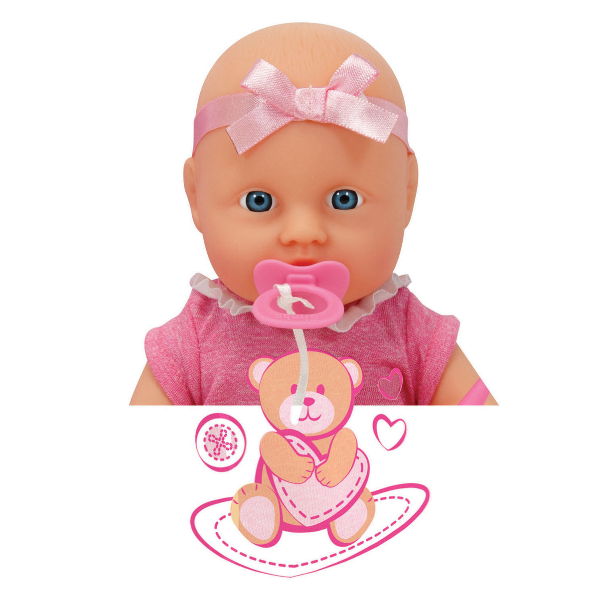 Newborn baby doll with accessories, 4-piece.