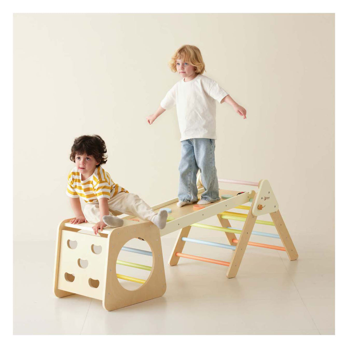 Classic world wooden climbing set foldable - 5-in-1