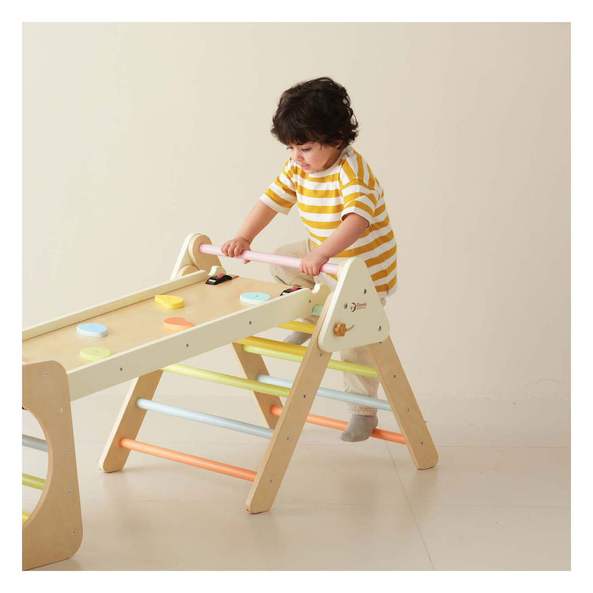 Classic world wooden climbing set foldable - 5-in-1