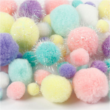 Creativ kompanija https: www.cchobby.nl pompoms-d-15-40-mm-glitter-ca-400-piece-pastelcolours-400-gr-1-box