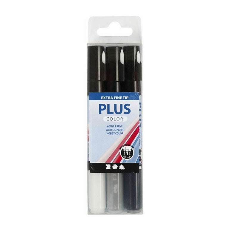 Creativ Company Plus Color Marker - Black Off -White Rain Gray, 3st.