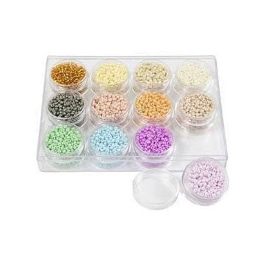 Creativ Company Rocailles okrągłe szklane koraliki 3 mm pastelowe kolory, 12x17 gramów