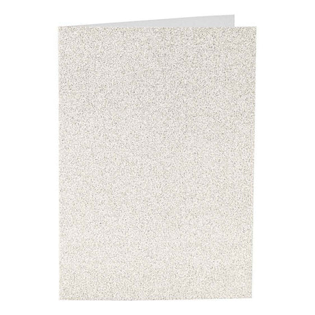 Karty i koperty firmowe Creativ, format karty 10,5x15 cm, rozmiar koperty 11,5x16,5 cm, brokat, 120+250 gr, biały, 4 kpl. 1 opakowanie