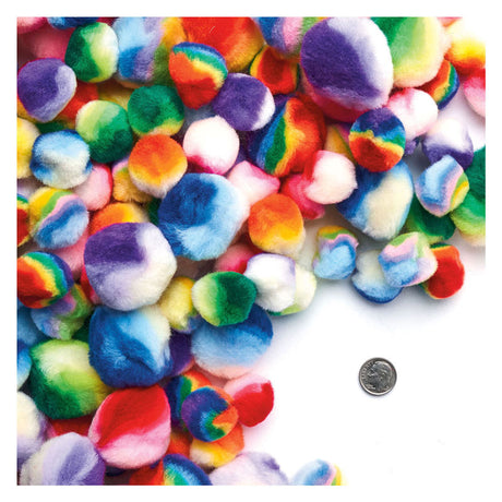 Színek - szivárványcsíkos pom pom, 180db.