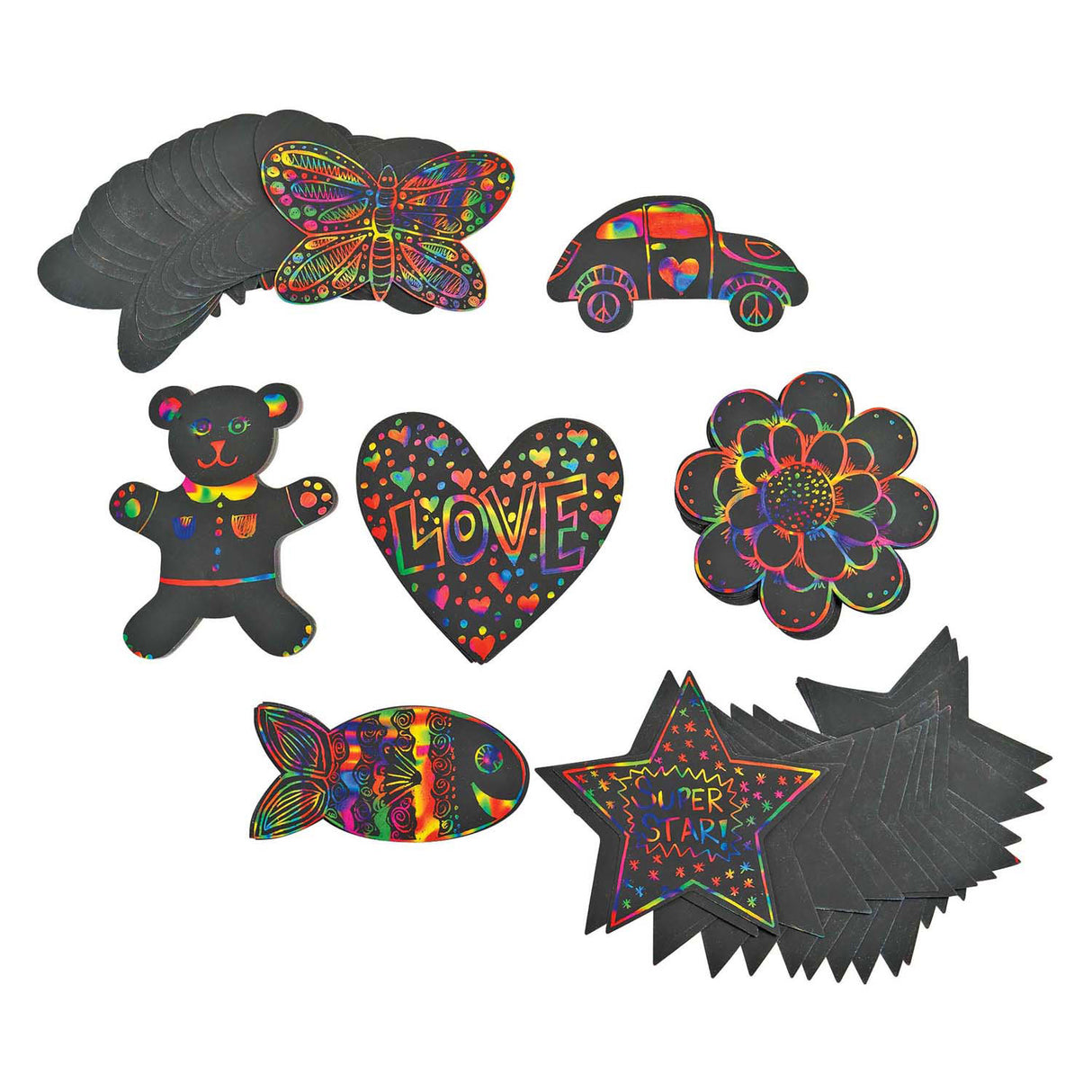 Colorations - scratch figure shapes, 98 pcs.