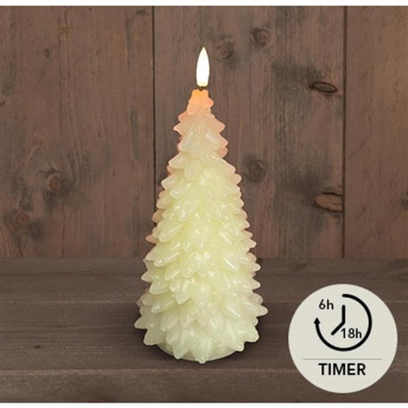 Anna's collection LED candle wax Christmas tree ivory 9.5x20cm