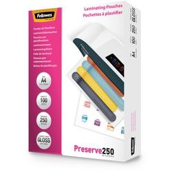 Fellowes laminating pouches 54018 250 micron gloss