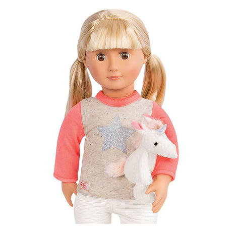 Outfit pyjama voor poppen 45cm - eenhoorn