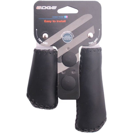 The Edge Leather Grip - Ergonomic Leather Handle Set - 135mm 92mm - Black