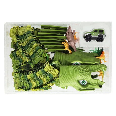 Lobbes speelgoed bv dinotrack - racebaan met dino's - 200-delige set - 3+ jaar