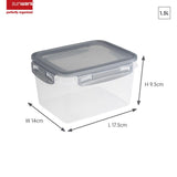 Sunware Club Kichen Frigo Box Set mat Clips Set vun 3 1,5l transparent gro