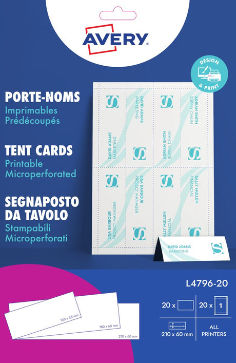 Unbranded sans marque avery printable name cards 20 sheets 20 pieces (size 210 x 60 mm)