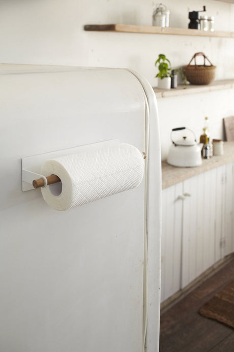 Yamazaki magnetic kitchen roll holder wide - tosca - white