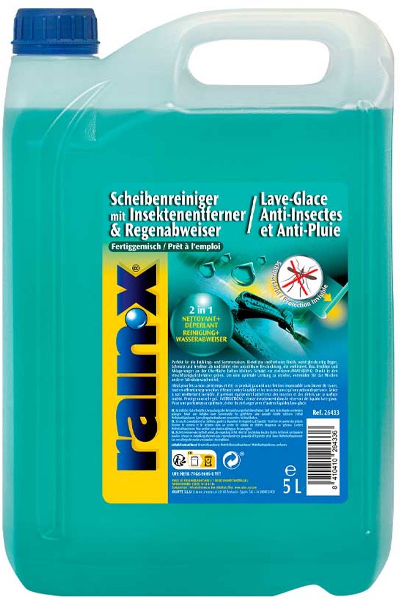 Rain-x anti-insect anti-rain windshield washer fluid - optimal visibility - for spring and summer - 5l