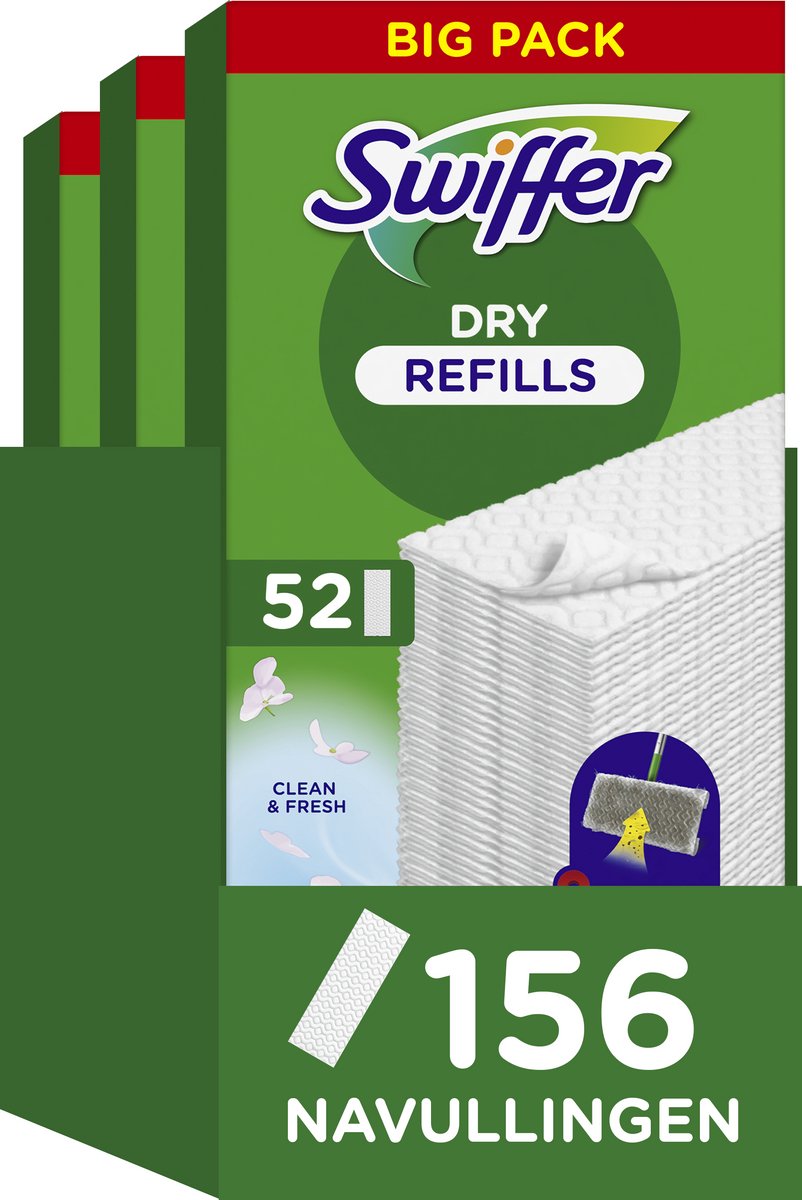 Swiffer floor cleaning wipes - floor cleaner dry wipes - 3 x 52 = 156 refills