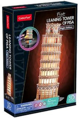 Krychlové zábavné 3D puzzle Tower of Pisa s LED osvětlením